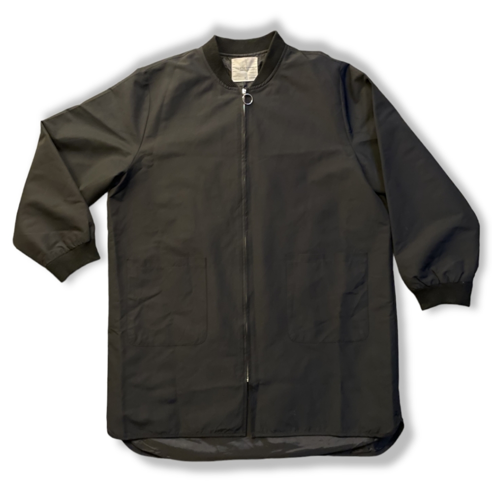 UNISEX Drop Shoulder Dual Pocket Black Overcoat - Picture 1 of 11